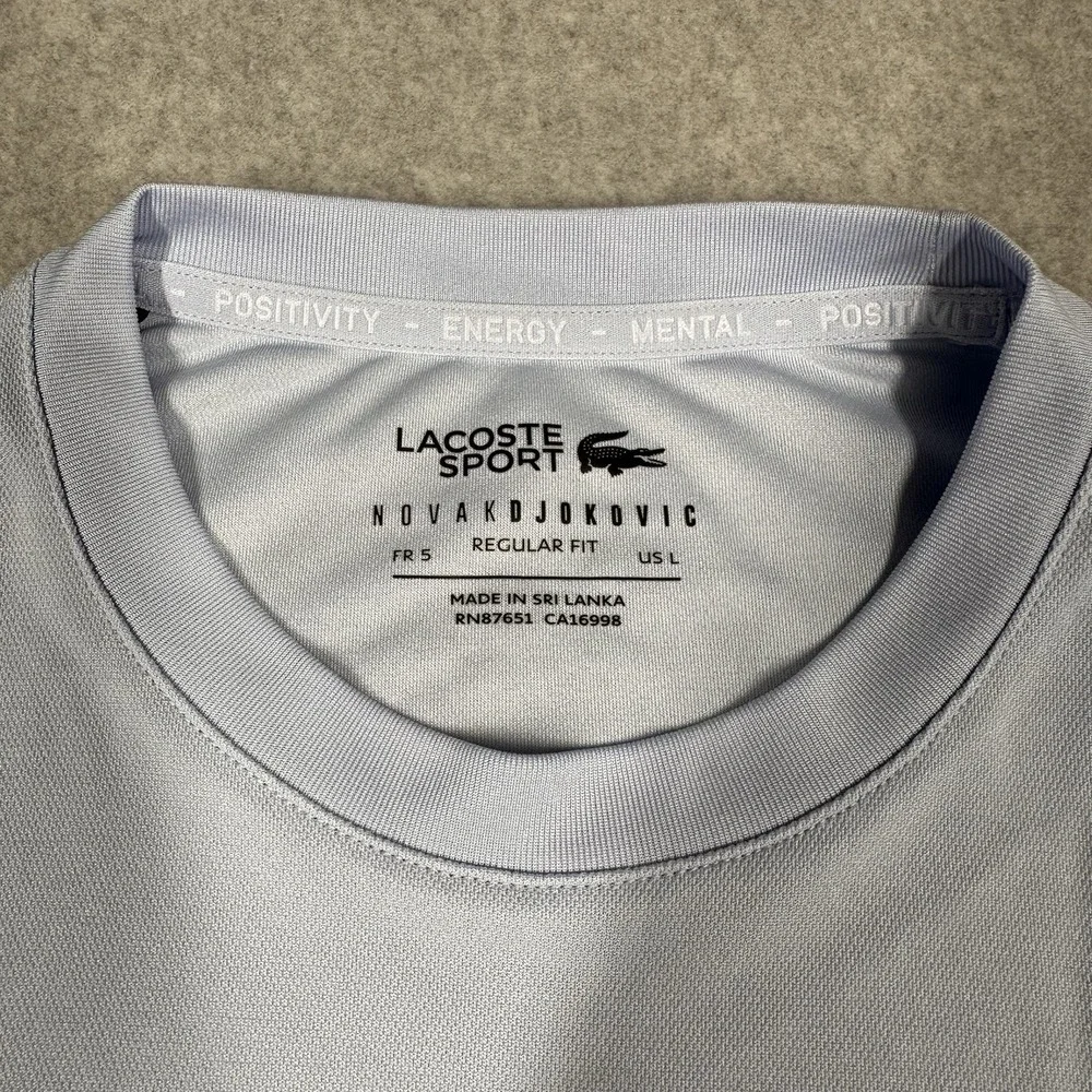 Lacoste Sport Novak Djokovic Men's T-Shirt Large Blue Ultra Dry Logo